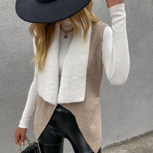 Shein khaki teddy vest